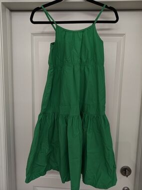 Zara Emerald Green Tiered Spaghetti-Strap Dress